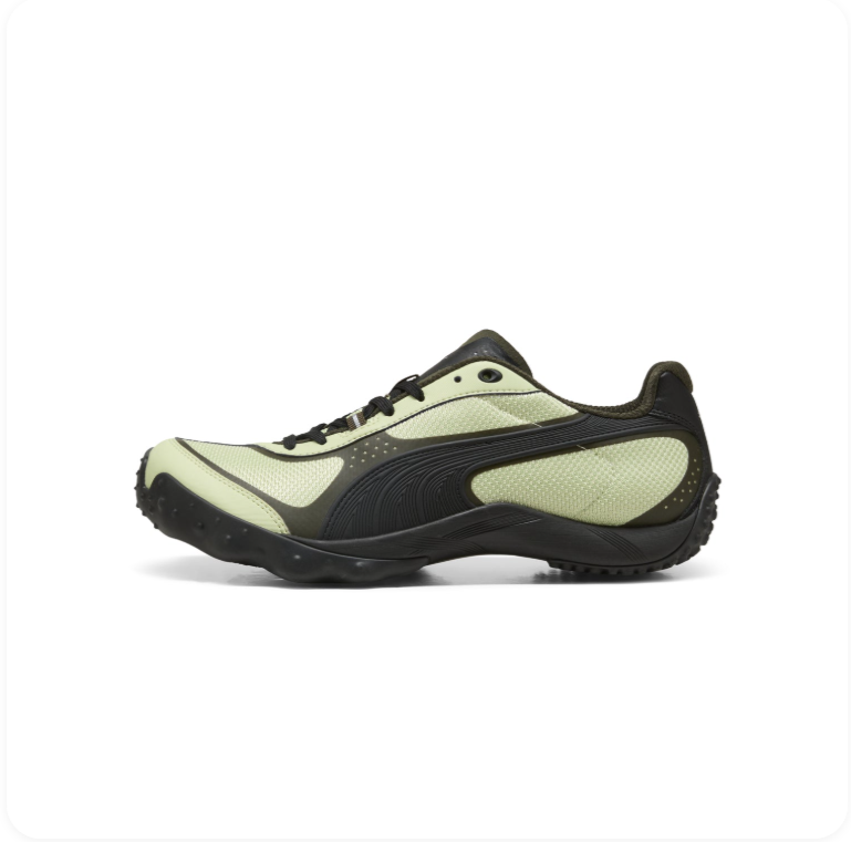 Puma Pale Green and Black Low-Top Sneakers with Sculpted Soles