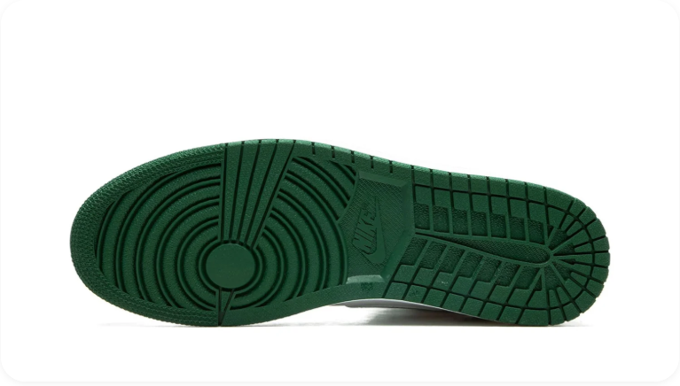 Air Jordan 1 Dark Green and White High-Top Sneakers with Silver Grey Swoosh