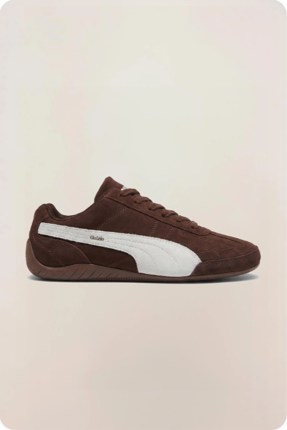 Puma Speedcat Dark Brown and White Low-Top Sneakers