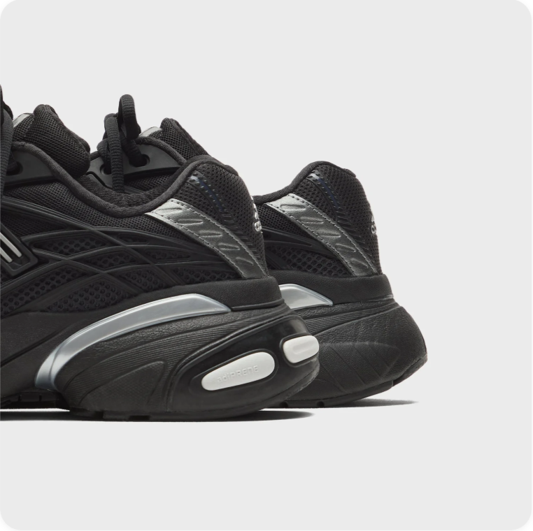 Adidas Black and Silver Chunky Retro Sneakers