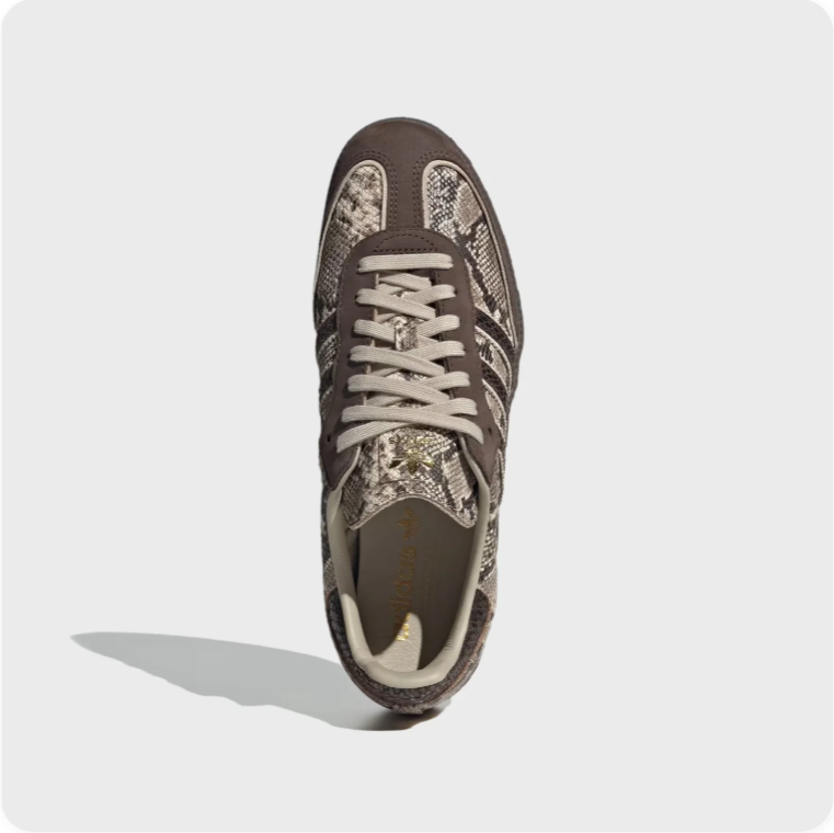 Adidas Snake-Print Low-Top Sneakers with Dark Brown Accents