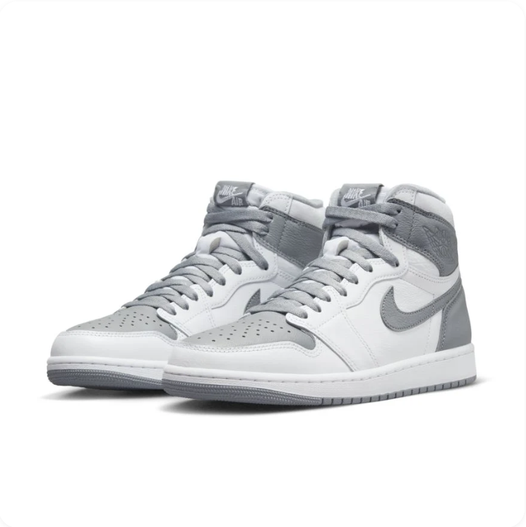 Air Jordan 1 White and Grey High-Top Sneakers