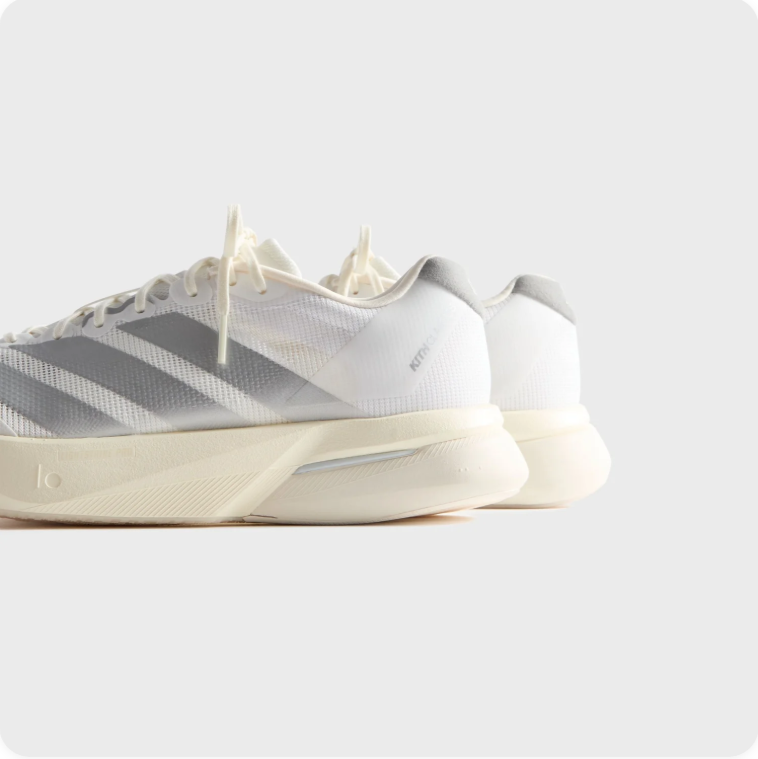 Adidas White and Grey Low-Top Sneakers with Chunky Cream Soles