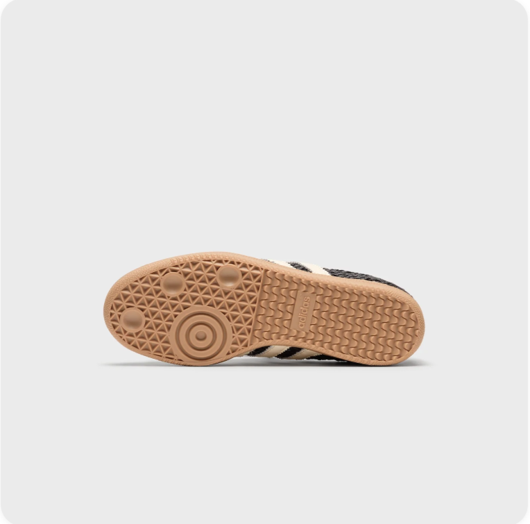 Adidas Black and Cream Woven-Look Low-Top Sneakers with Tan Soles