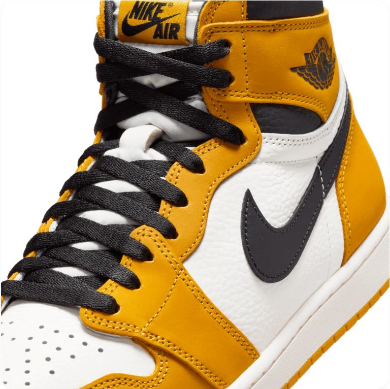 Air Jordan 1 Golden Yellow, White and Black High-Top Sneakers