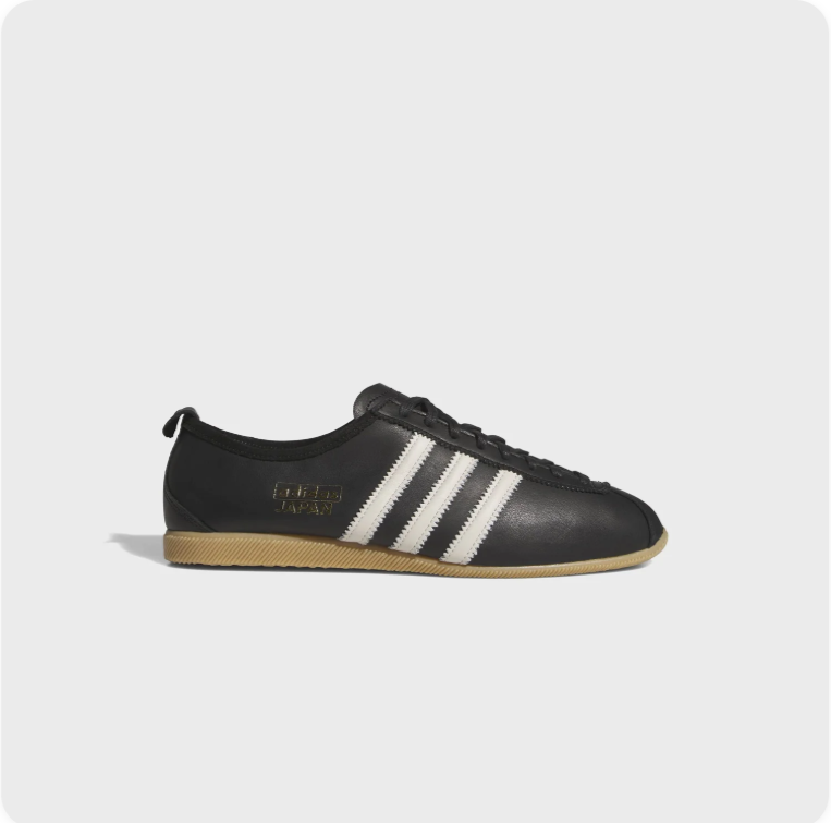 Adidas Japan Black and White Low-Top Sneakers with Tan Soles