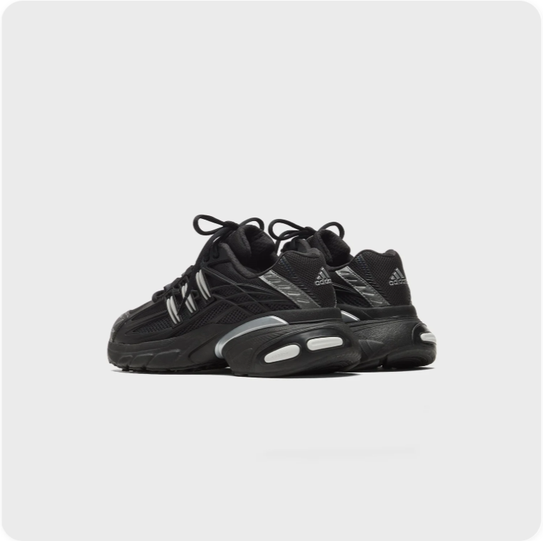 Adidas Black and Silver Chunky Retro Sneakers