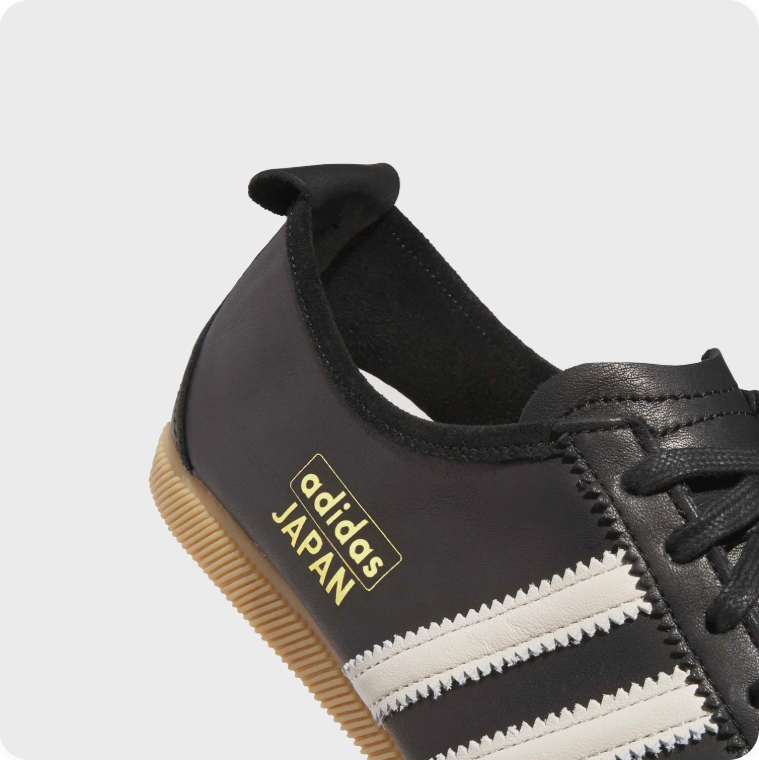 Adidas Japan Black and White Low-Top Sneakers with Tan Soles