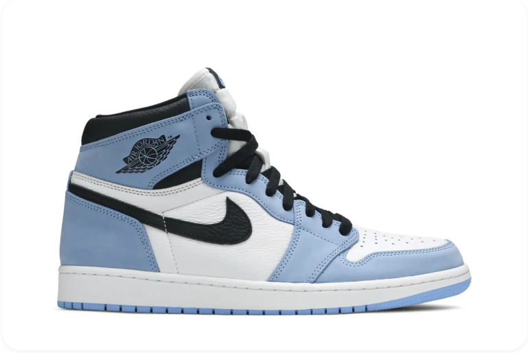 Air Jordan 1 Light Blue, White and Black High-Top Sneakers