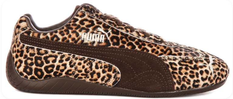 Puma Leopard-Print Low-Top Sneakers with Dark Brown Accents