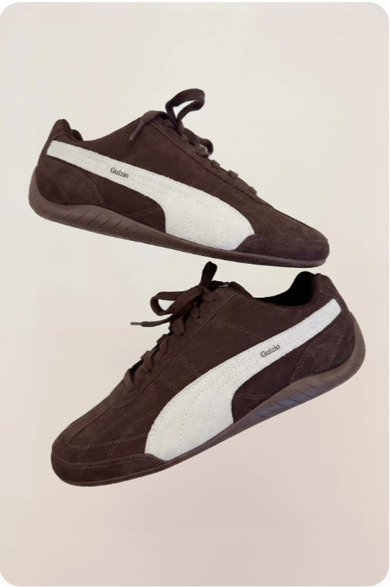 Puma Speedcat Dark Brown and White Low-Top Sneakers