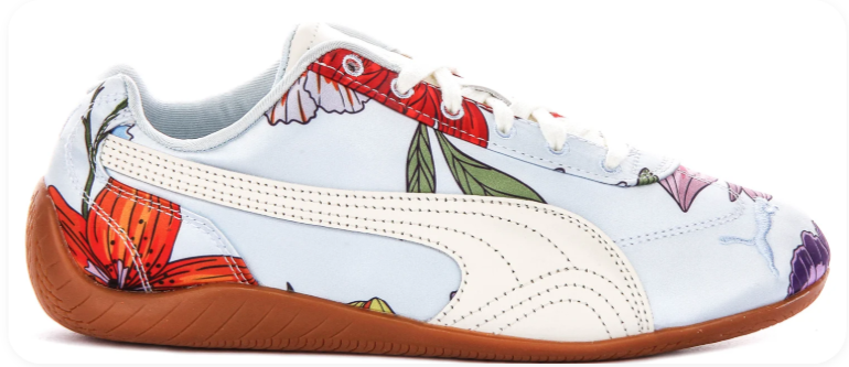 Puma Light Blue Floral-Print Low-Top Sneakers with Brown Soles