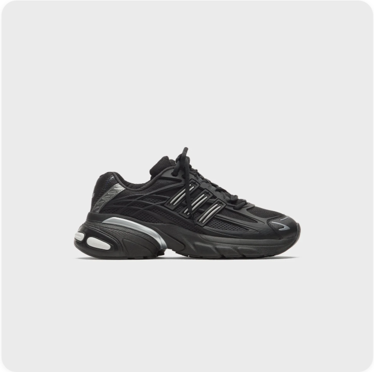 Adidas Black and Silver Chunky Retro Sneakers