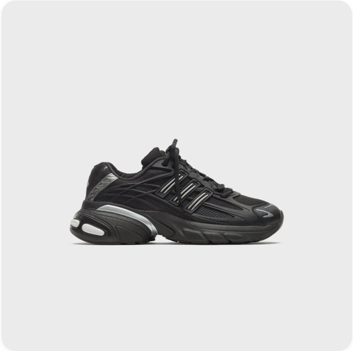 Adidas Black and Silver Chunky Retro Sneakers