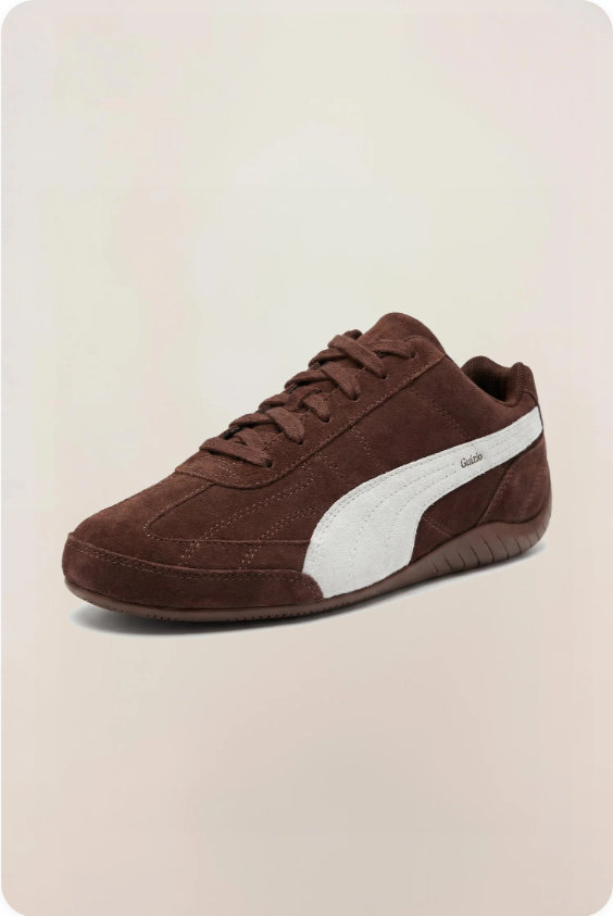 Puma Speedcat Dark Brown and White Low-Top Sneakers