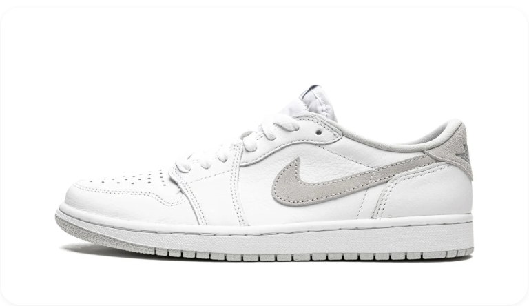 Air Jordan 1 White and Light Grey Low-Top Sneakers