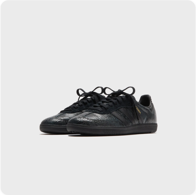 Adidas Samba All-Black Textured Low-Top Sneakers