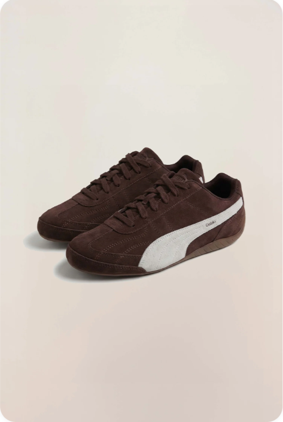 Puma Speedcat Dark Brown and White Low-Top Sneakers