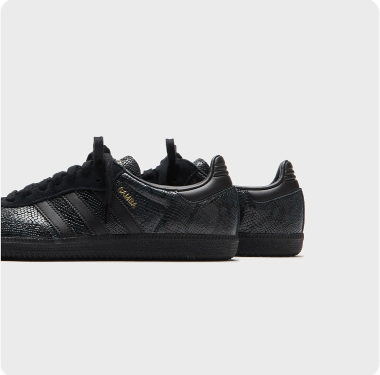 Adidas Samba All-Black Textured Low-Top Sneakers