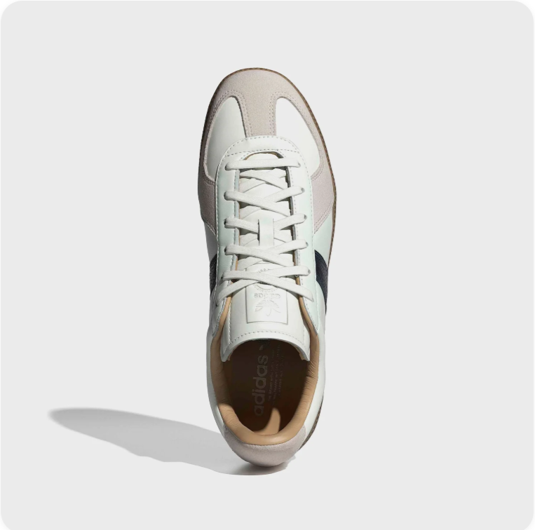 Adidas Off-White and Black Retro Low-Top Sneakers with Brown Soles
