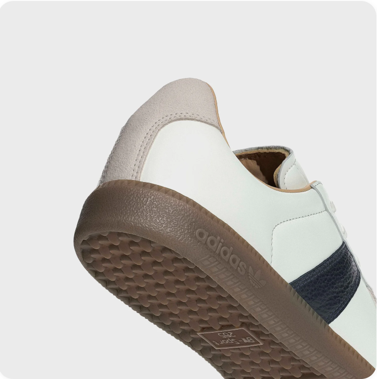 Adidas Off-White and Black Retro Low-Top Sneakers with Brown Soles
