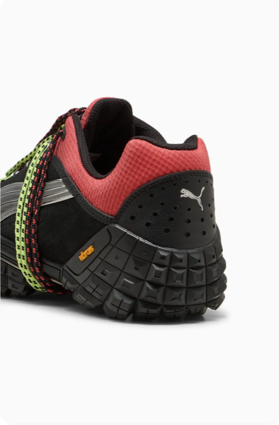 Puma Black and Red Sneakers with Multicolor Rope Laces