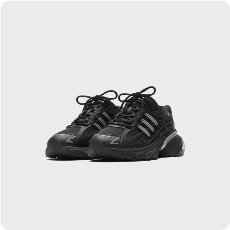 Adidas Black and Silver Chunky Retro Sneakers