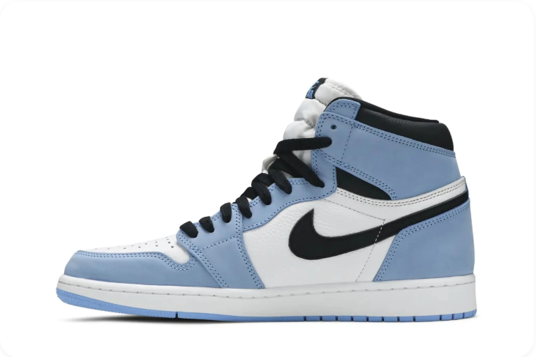 Air Jordan 1 Light Blue, White and Black High-Top Sneakers
