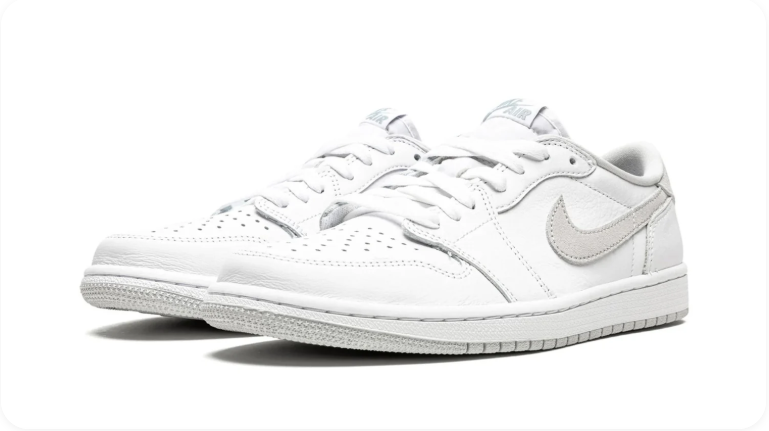 Air Jordan 1 White and Light Grey Low-Top Sneakers
