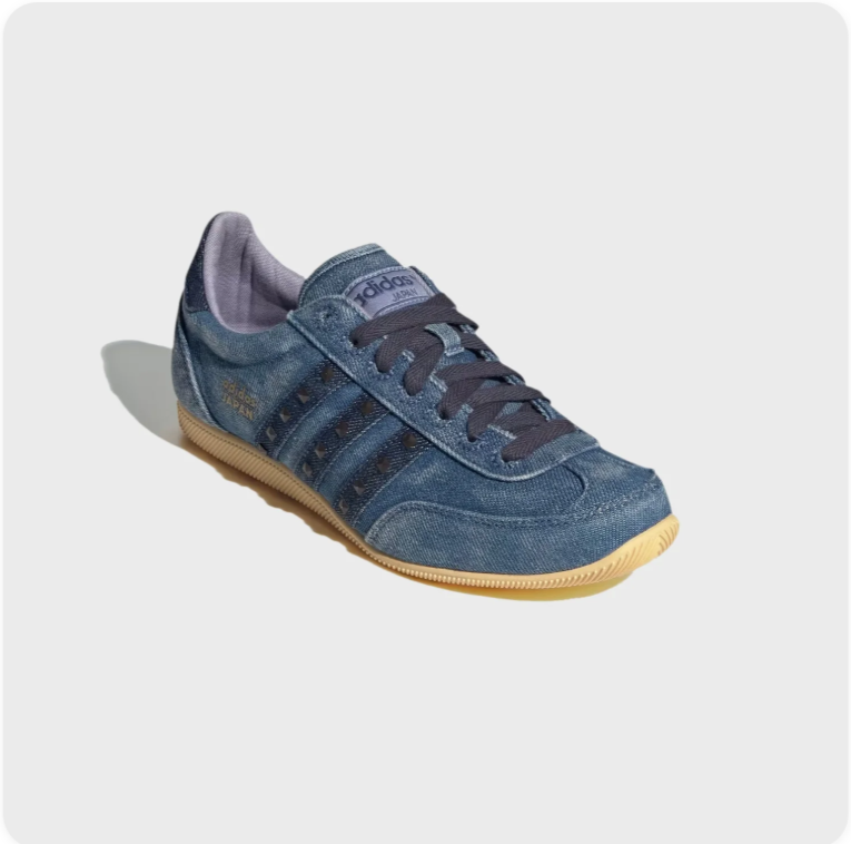 Adidas Japan Blue Denim-Look Low-Top Sneakers