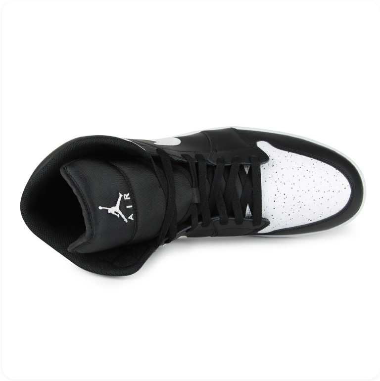 Air Jordan 1 Black and White High-Top Sneakers with Speckled Panels