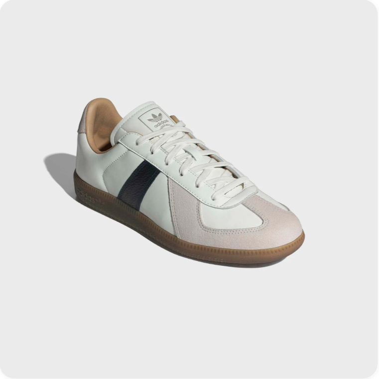 Adidas Off-White and Black Retro Low-Top Sneakers with Brown Soles
