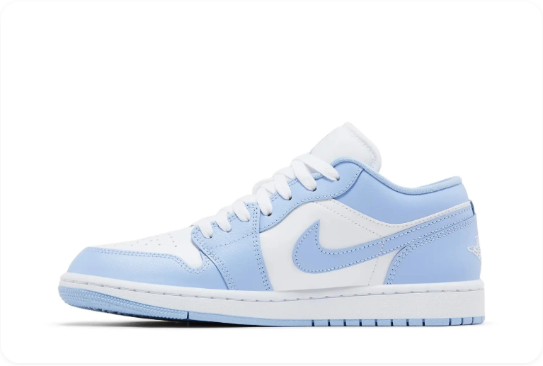 Air Jordan 1 Light Blue and White Low-Top Sneakers