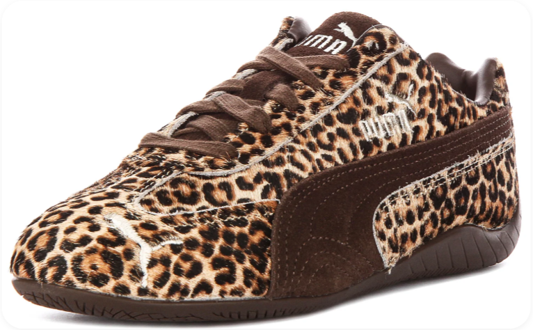 Puma Leopard-Print Low-Top Sneakers with Dark Brown Accents