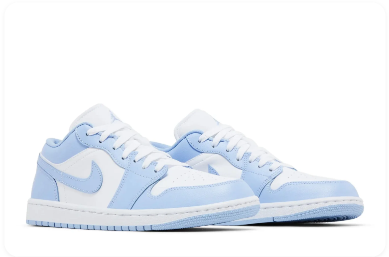 Air Jordan 1 Light Blue and White Low-Top Sneakers