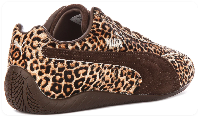 Puma Leopard-Print Low-Top Sneakers with Dark Brown Accents