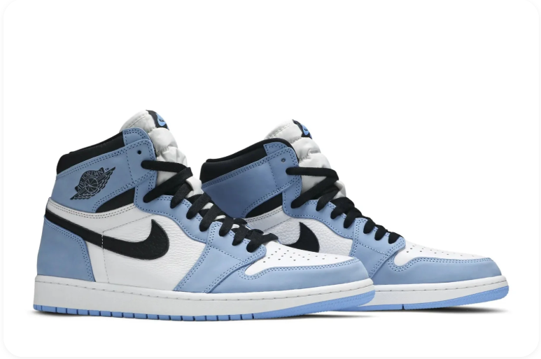 Air Jordan 1 Light Blue, White and Black High-Top Sneakers