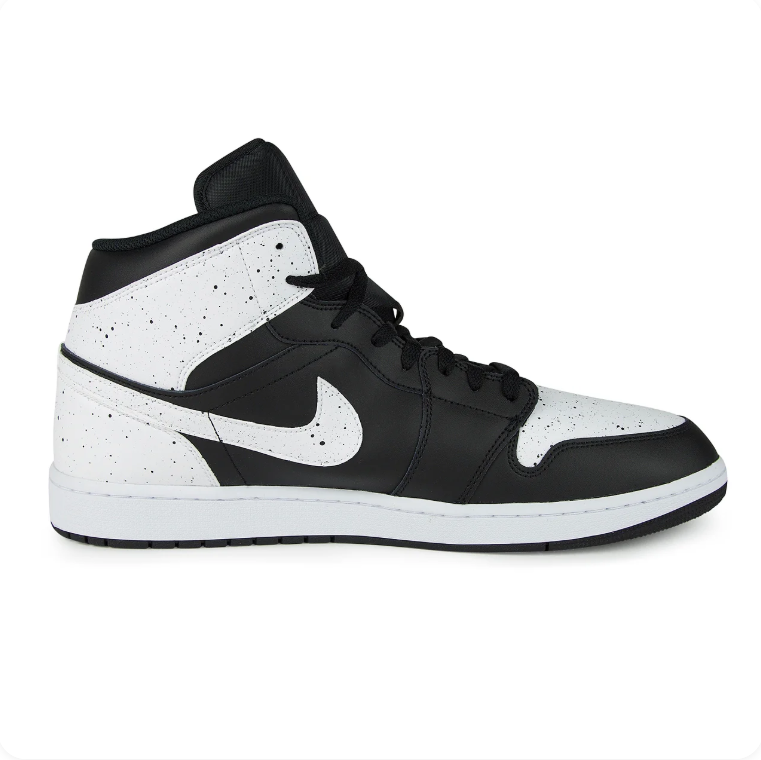 Air Jordan 1 Black and White High-Top Sneakers with Speckled Panels
