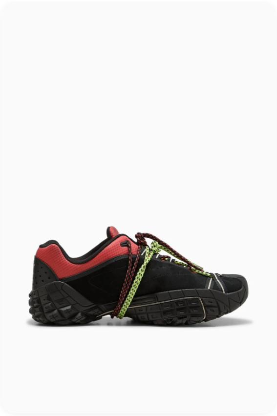 Puma Black and Red Sneakers with Multicolor Rope Laces