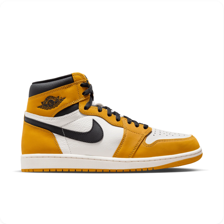 Air Jordan 1 Golden Yellow, White and Black High-Top Sneakers
