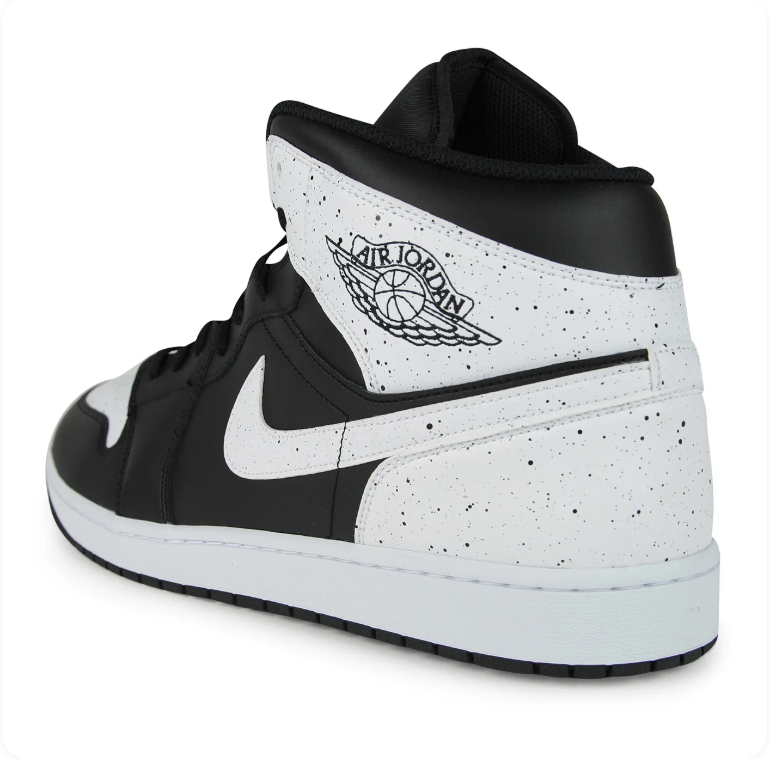 Air Jordan 1 Black and White High-Top Sneakers with Speckled Panels