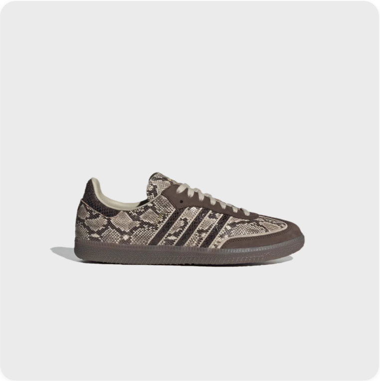 Adidas Snake-Print Low-Top Sneakers with Dark Brown Accents