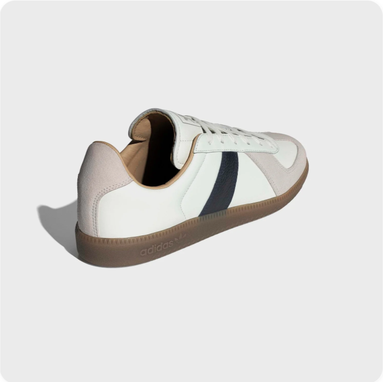Adidas Off-White and Black Retro Low-Top Sneakers with Brown Soles