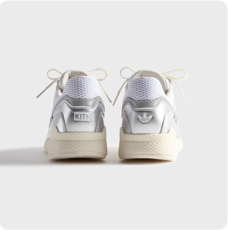 Adidas Metallic Silver Low-Top Sneakers with Chunky Cream Soles