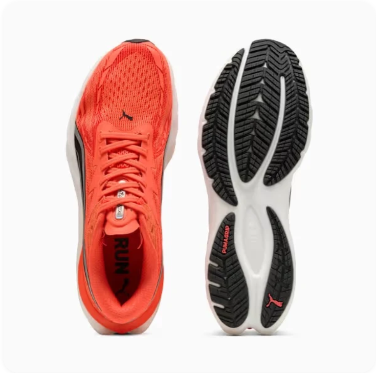 Puma Coral Orange Sneakers with Black Formstrip and White Soles