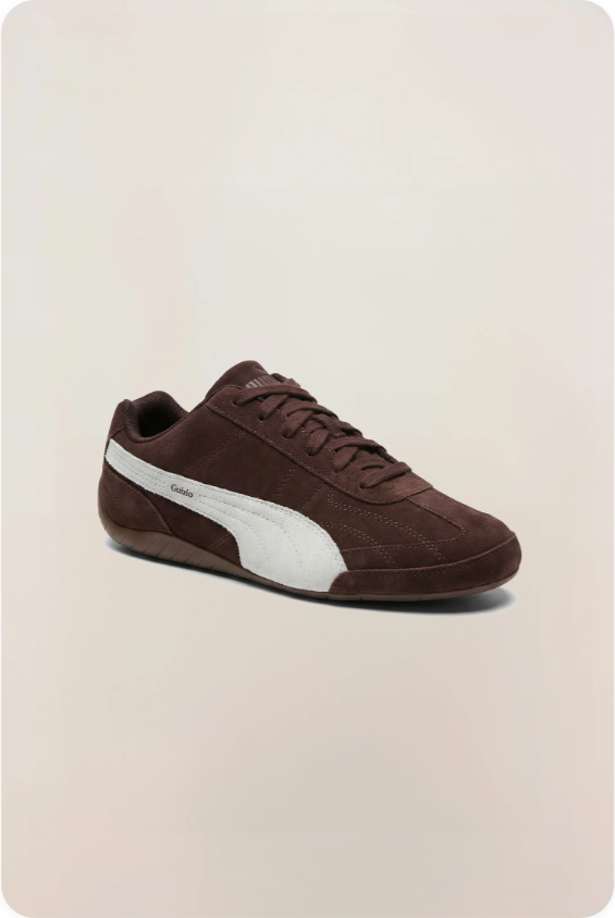 Puma Speedcat Dark Brown and White Low-Top Sneakers