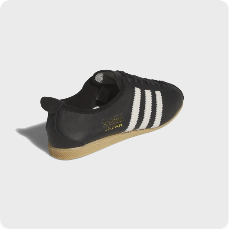 Adidas Japan Black and White Low-Top Sneakers with Tan Soles