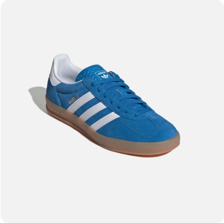 Adidas Gazelle Blue and White Low-Top Sneakers with Brown Soles