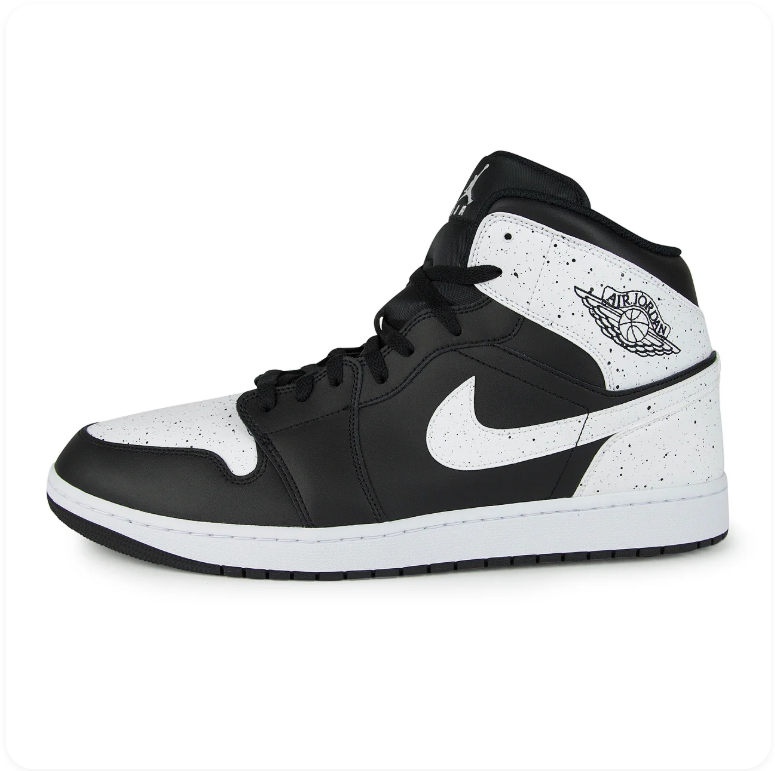Air Jordan 1 Black and White High-Top Sneakers with Speckled Panels
