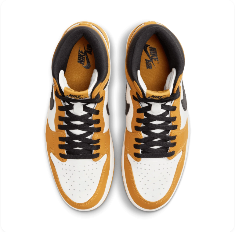 Air Jordan 1 Golden Yellow, White and Black High-Top Sneakers